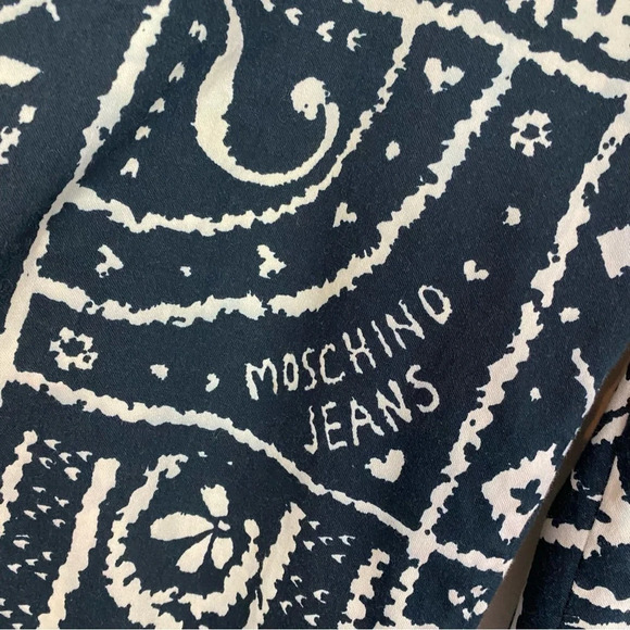 Vintage 90s Moschino Jeans Donna Flare Pants Womens Size 10 Patchwork Print - Picture 6 of 15